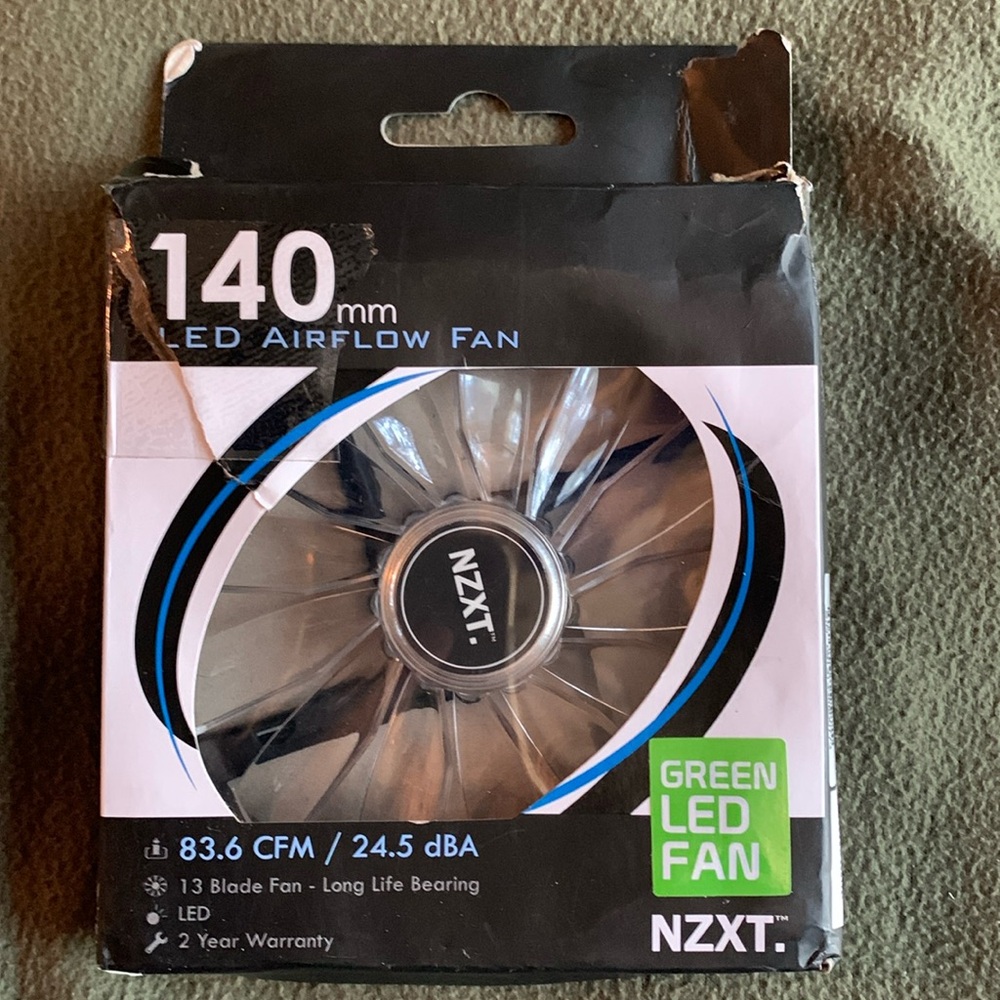 NIB NZXT 140mm LED Airflow Fan. 83.6 CFM/24.5 dBA